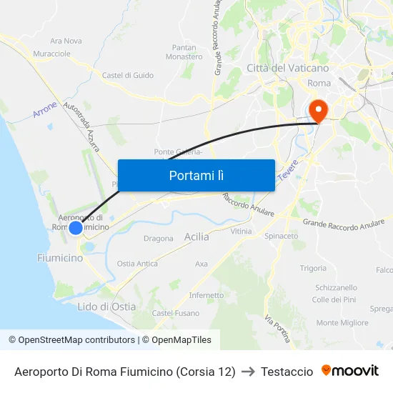 Aeroporto Di Roma Fiumicino (Corsia 12) to Testaccio map