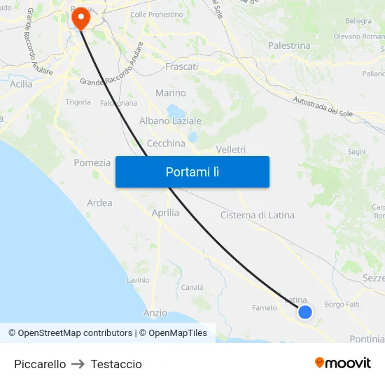 Piccarello to Testaccio map