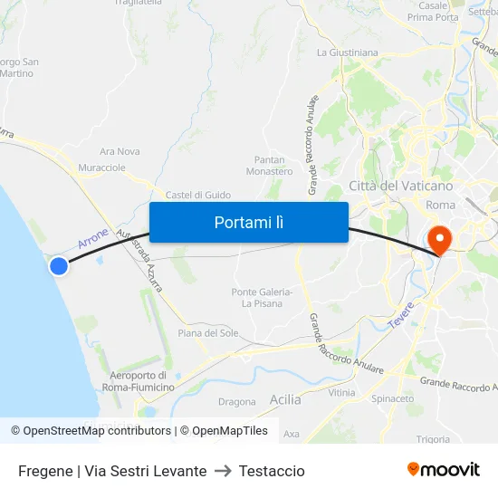 Fregene | Via Sestri Levante to Testaccio map