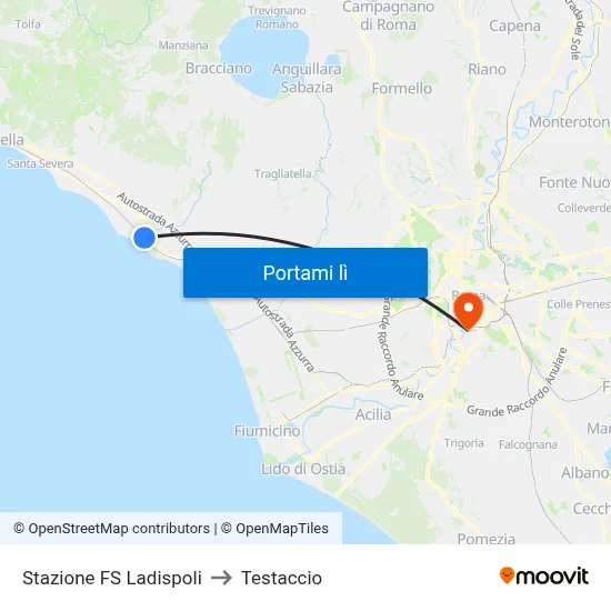 Stazione FS Ladispoli to Testaccio map
