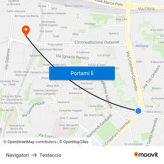 Navigatori to Testaccio map