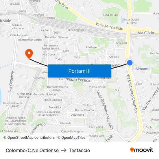 Colombo/C.Ne Ostiense to Testaccio map
