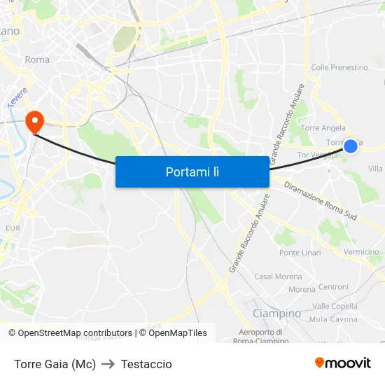 Torre Gaia (Mc) to Testaccio map