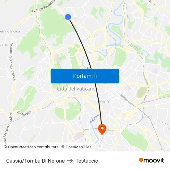 Cassia/Tomba Di Nerone to Testaccio map