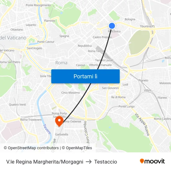V.le Regina Margherita/Morgagni to Testaccio map