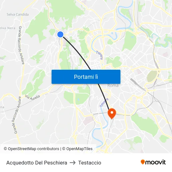 Acquedotto Del Peschiera to Testaccio map