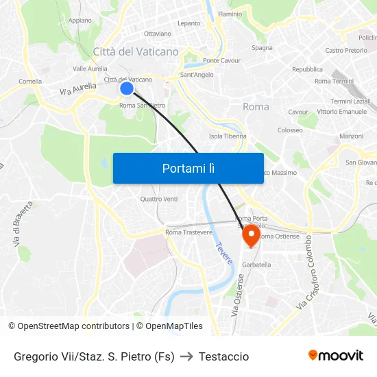 Gregorio Vii/Staz. S. Pietro (Fs) to Testaccio map