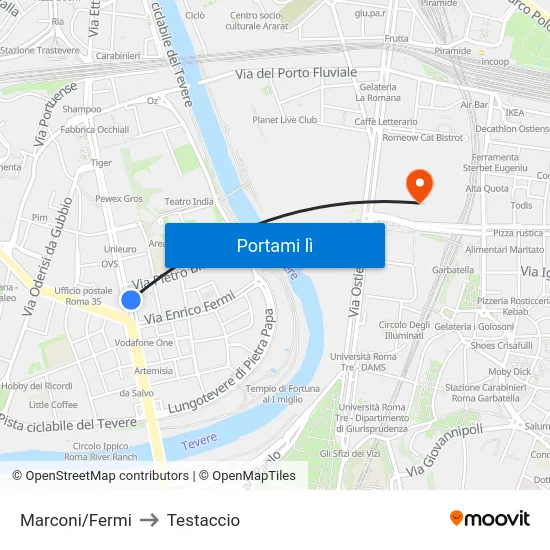 Marconi/Fermi to Testaccio map