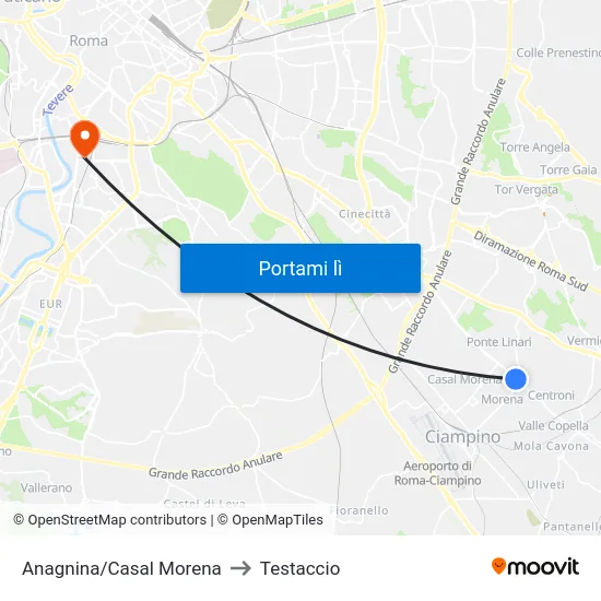 Anagnina/Casal Morena to Testaccio map
