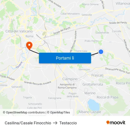 Casilina/Casale Finocchio to Testaccio map