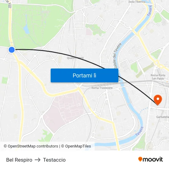 Bel Respiro to Testaccio map