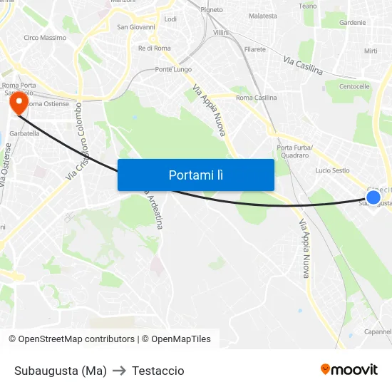 Subaugusta (Ma) to Testaccio map