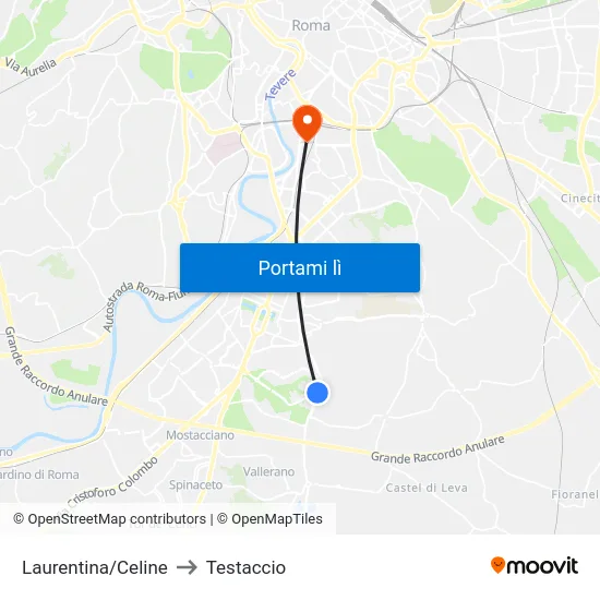 Laurentina/Celine to Testaccio map