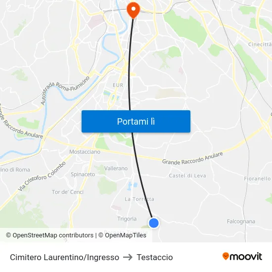 Cimitero Laurentino/Ingresso to Testaccio map