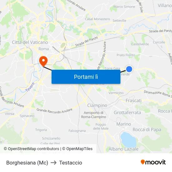 Borghesiana (Mc) to Testaccio map
