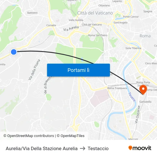 Aurelia/Via Della Stazione Aurelia to Testaccio map