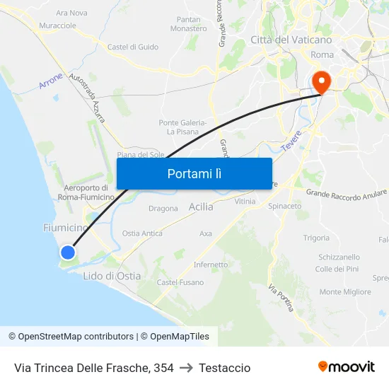 Via Trincea Delle Frasche, 354 to Testaccio map