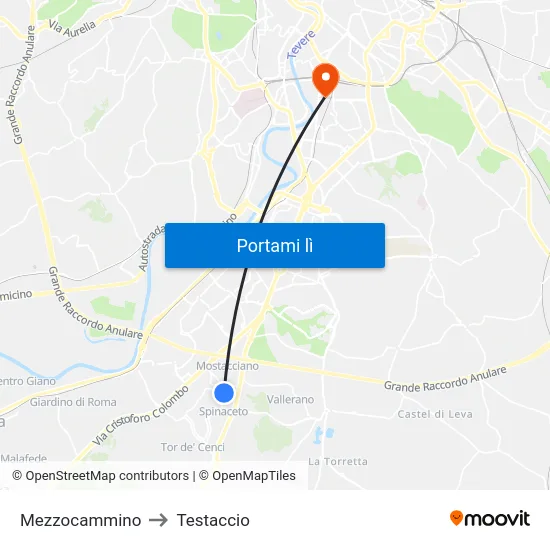 Mezzocammino to Testaccio map