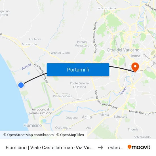 Fiumicino | Viale Castellammare Via Viserba to Testaccio map