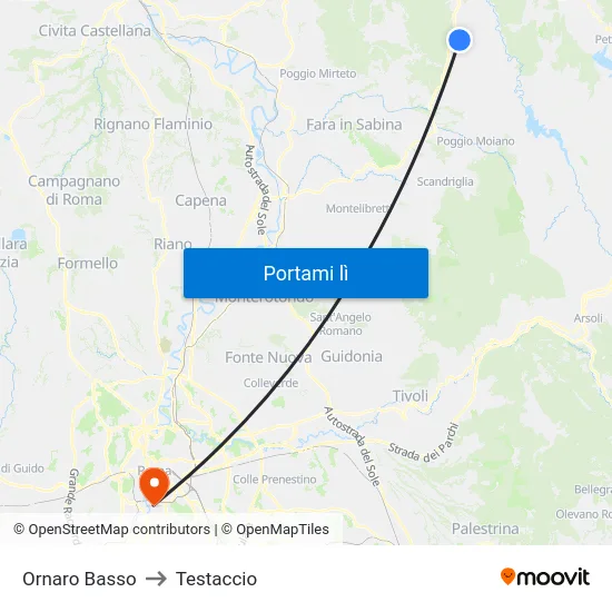 Ornaro Basso to Testaccio map