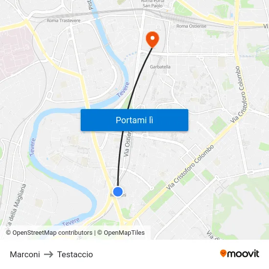 Marconi to Testaccio map