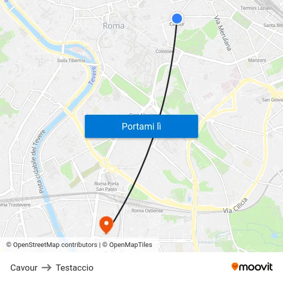 Cavour to Testaccio map