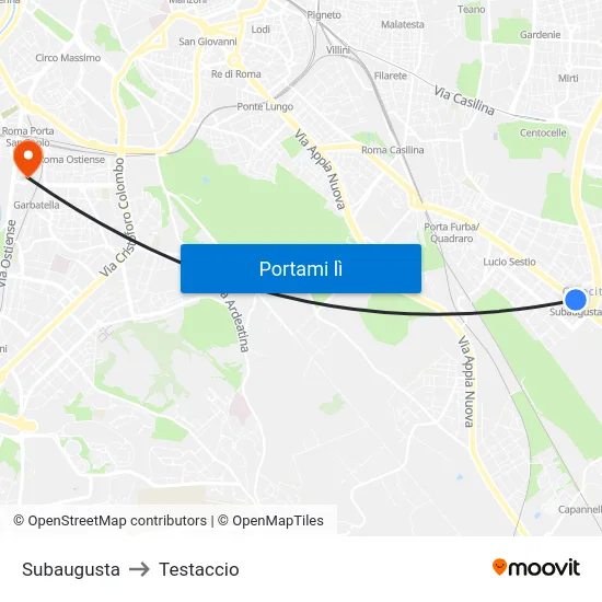 Subaugusta to Testaccio map