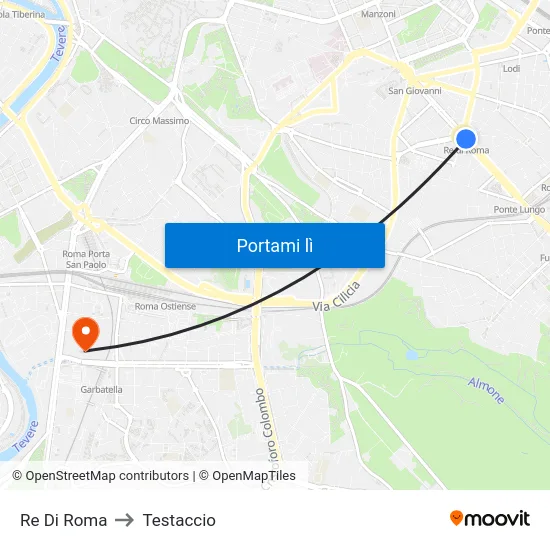 Re Di Roma to Testaccio map