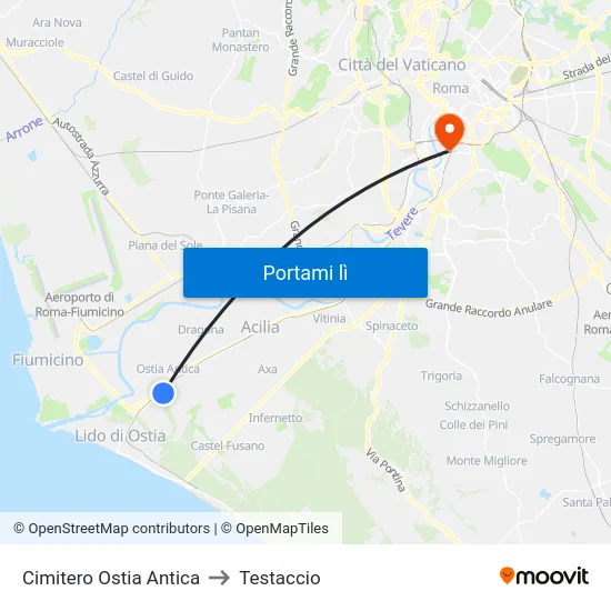 Cimitero Ostia Antica to Testaccio map