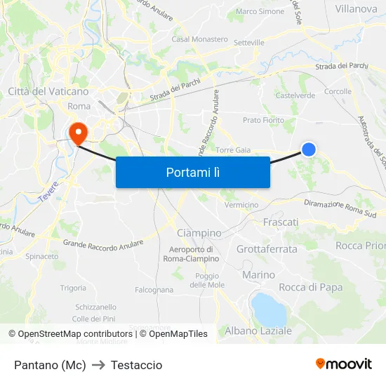 Pantano (Mc) to Testaccio map