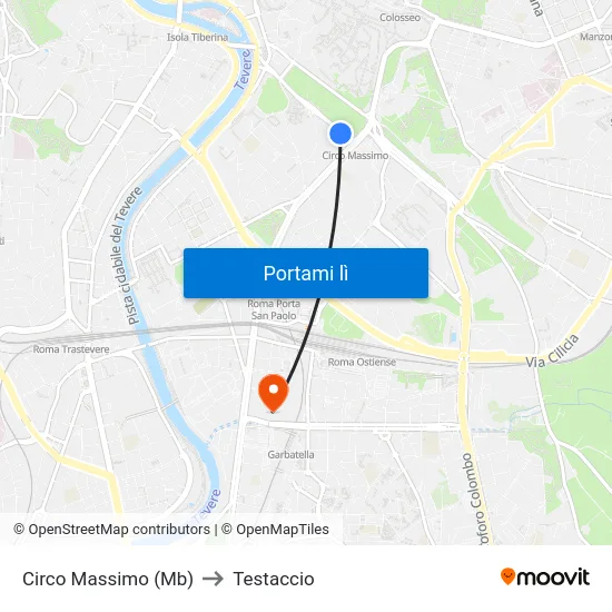 Circo Massimo (Mb) to Testaccio map