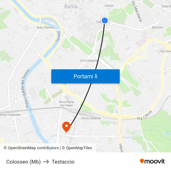 Colosseo (Mb) to Testaccio map