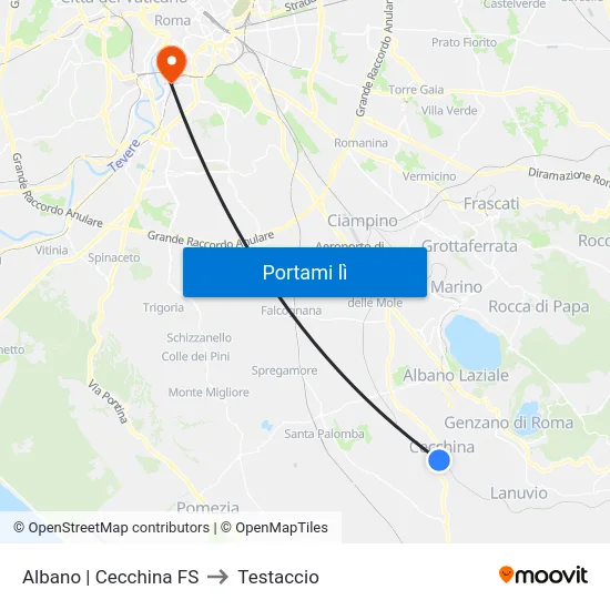 Albano | Cecchina FS to Testaccio map