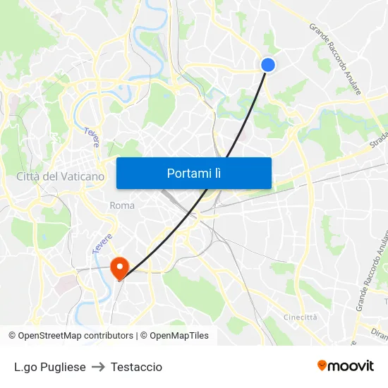 L.go Pugliese to Testaccio map