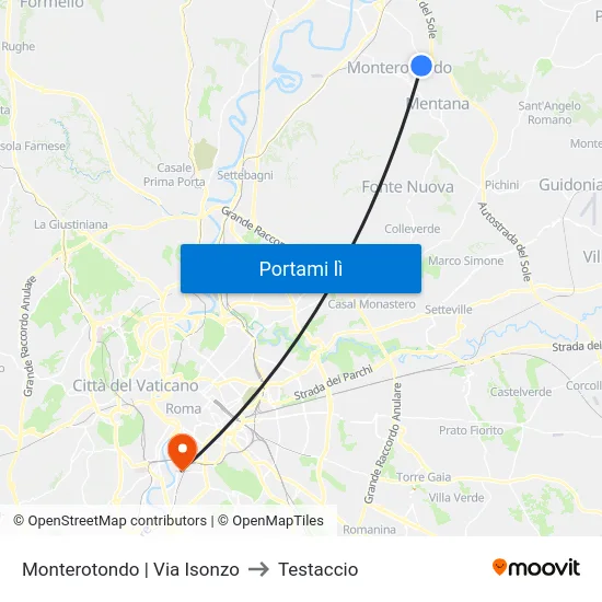 Monterotondo | Via Isonzo to Testaccio map