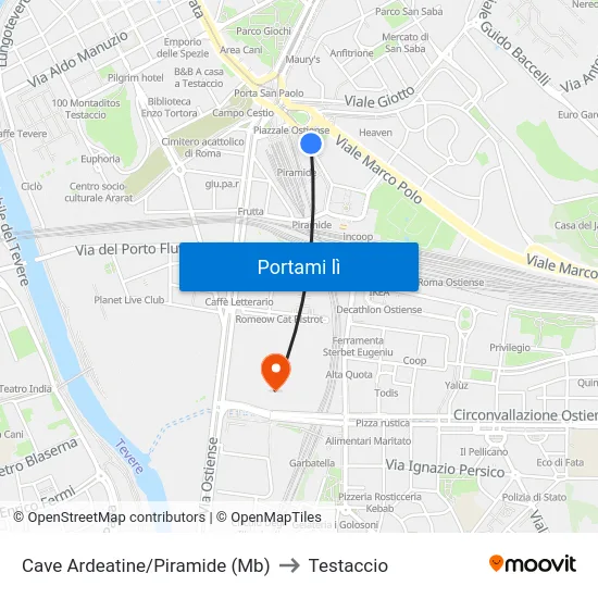 Cave Ardeatine/Piramide (Mb) to Testaccio map
