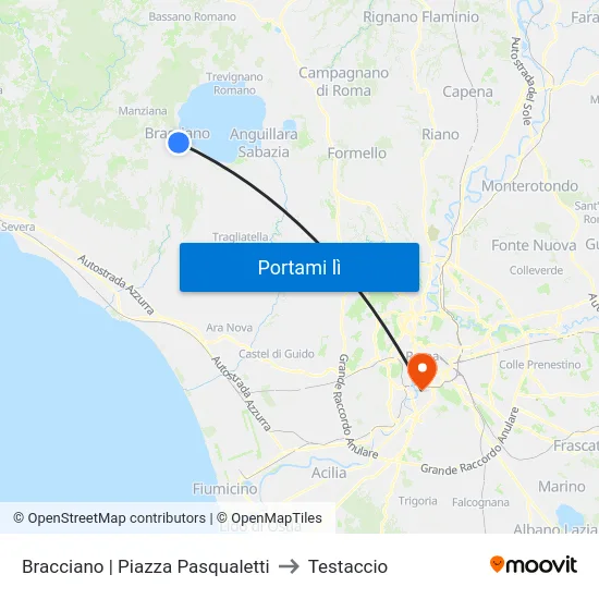Bracciano | Piazza Pasqualetti to Testaccio map