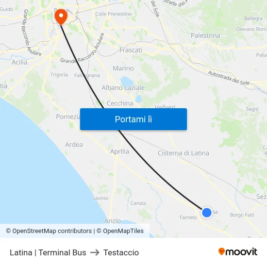 Latina | Terminal Bus to Testaccio map