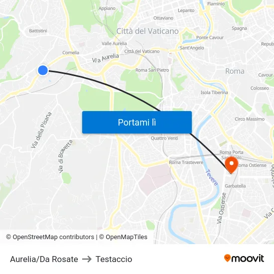 Aurelia/Da Rosate to Testaccio map