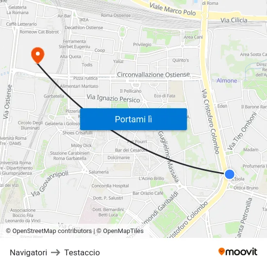 Navigatori to Testaccio map