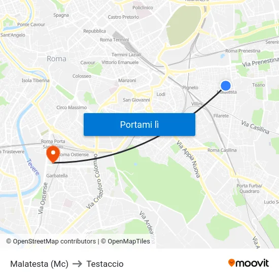 Malatesta (Mc) to Testaccio map