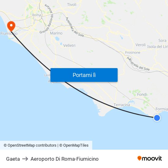 Gaeta to Aeroporto Di Roma-Fiumicino map