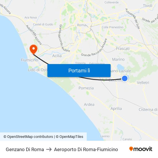 Genzano Di Roma to Aeroporto Di Roma-Fiumicino map