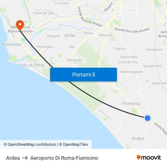 Ardea to Aeroporto Di Roma-Fiumicino map