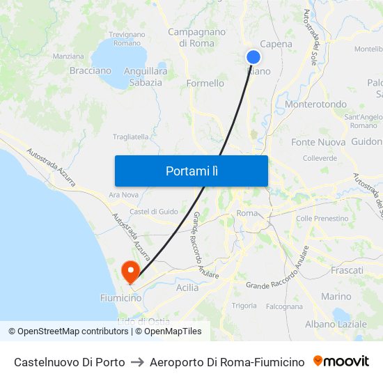 Castelnuovo Di Porto to Aeroporto Di Roma-Fiumicino map