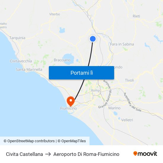 Civita Castellana to Aeroporto Di Roma-Fiumicino map