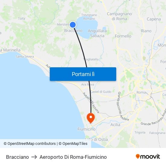 Bracciano to Aeroporto Di Roma-Fiumicino map