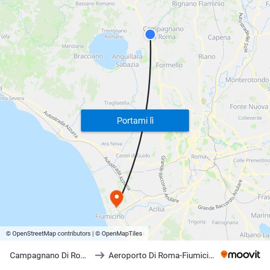 Campagnano Di Roma to Aeroporto Di Roma-Fiumicino map