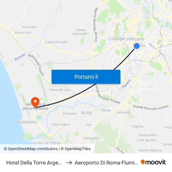 Hotel Della Torre Argentina to Aeroporto Di Roma-Fiumicino map