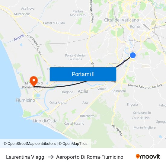 Laurentina Viaggi to Aeroporto Di Roma-Fiumicino map